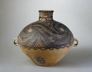 Swirl pattern pottery amphora