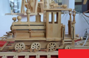 Handmade wooden locomotive 