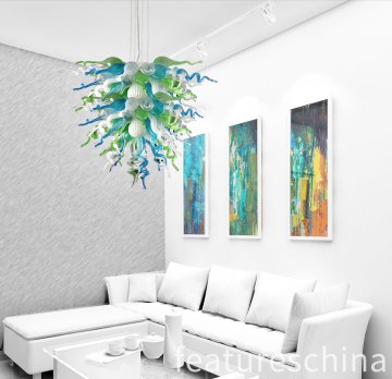 Modern Murano Chandelier Art Chilly in Turquoise Blue