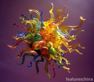 Sunflower Colored LED lights Hand Blown Glass Chandelier Lamp