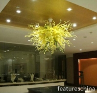 Floral Green Color Hand Blown Glass Ceiling Decor Chandelier