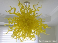 Spring Bright Yellow Floral Hand Blown Glass Chandelier