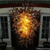 Charming Brown Hand Blown Glass Large Chandelier Lighting