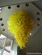 Luxury Large Yellow Art Hand Blown Glass Chandelier Ceiling Lamp