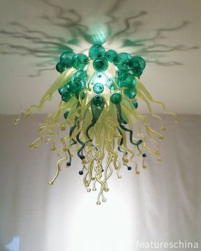 Contemorary Design Bold Green Bubbles and Stem Glass Ceiling Chandelier for Bedroom