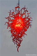Ruby Red Hand Blown Glass Chain Chandelier