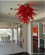 Red Ceiling Decor Hand Blown Glass Chandelier