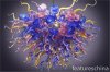 Blooming Colors Blue Pink Hand Blown Glass Chandelier
