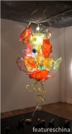 Blooming Colors Flower Hand Blown Glass Plates Chandelier
