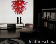 Modern Red White Murano Glass Chandelier for Office Living Room