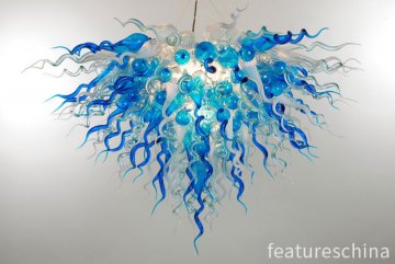 Booming Blue Hand Blown Glass Crystal Chandelier