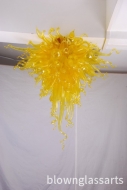 Chihuly style yellow hand blown artistic glass chandeliers