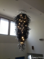 Calm black glass chandeliers for interior decoration