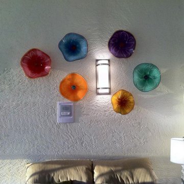 Chihuly Inspired Handmade Murano Glass Flowers in Bright Color Wall Decoration