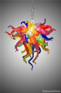 Rainbow Flower Colored Hand Blown Glass Chandelier Light Fixture