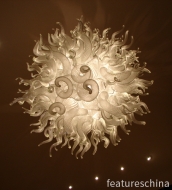 Coiled Cones White Hand Blown Glass Chandelier