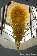 Luxury Large Hand Blown Glass Chandelier in Yellow for Hotel Shopping Hall
