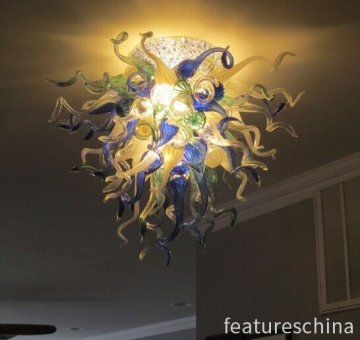 Flower Colored Mouth Blown Glass Ceiling Chandelier Lamp
