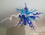 Blue Hand Blown Glass Ceiling Chandelier Lamp
