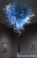 Hand blown glass custom art chandeliers blue lighting