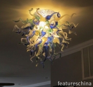 Flower Colored Mouth Blown Glass Ceiling Chandelier Lamp