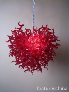 Red hot blown glass art chandeliers