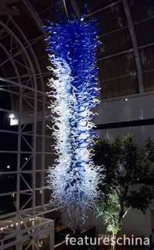Large Blue Blitz Tree Hand Blown Glass Chandelier Lighting